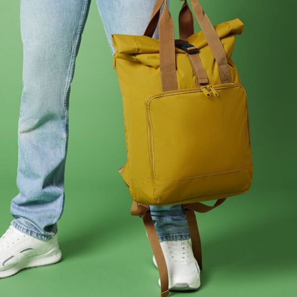 Recycled twin handle roll-top laptop backpack Thumbnail